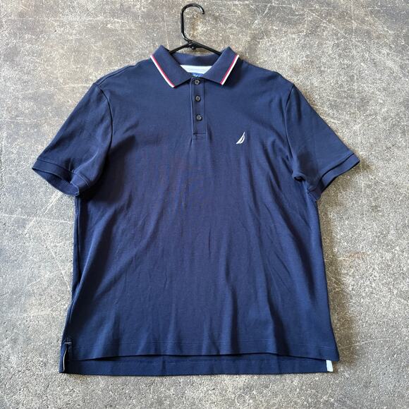 Nautica Polo Shirt Mens M Blue Summer Sailing Yachting Preppy Short Sleeve - Picture 1 of 9